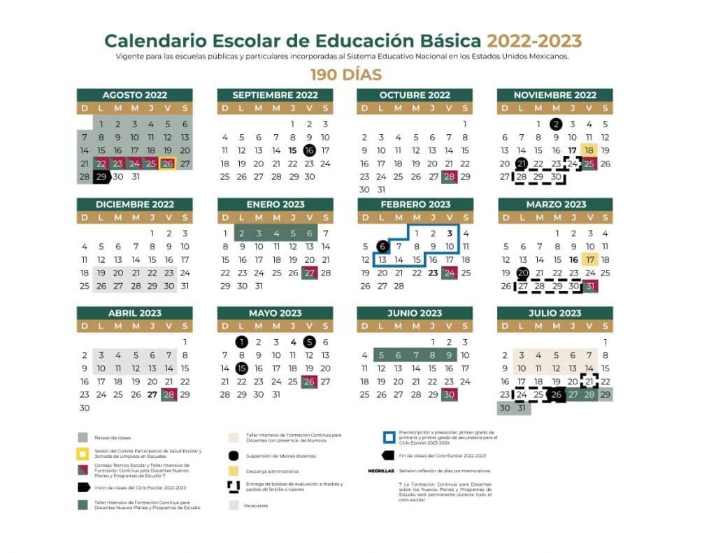 calendario escolar México 2022-2023