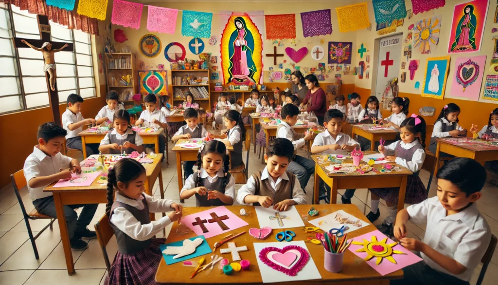 Manualidades en clase de catecismo